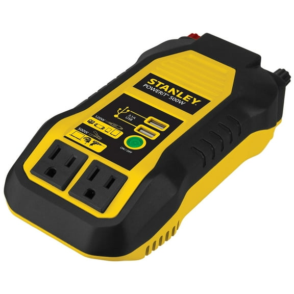 STANLEY 500-Watt Power Inverter, 2 AC Outlets and 2 USB-A Outlets