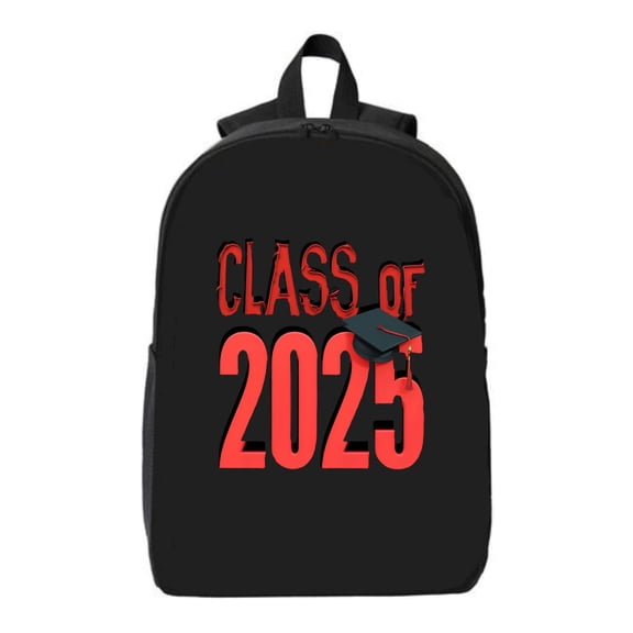 Stylish Black Laptop Backpack with ' CLASS OF 2025 ' Design Graduation Cap & Tassel Fits 15 " Laptop & iPad Perfect for Students