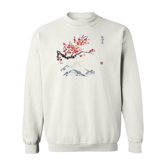 Sakura And Mountains.  Sweatshirt Women -Image by Shutterstock, Female 4X-Large