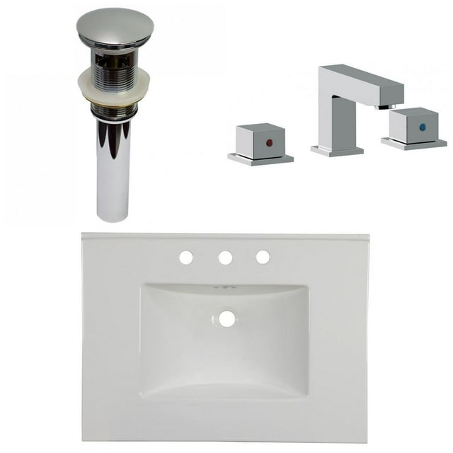 American Imaginations 30.75-in. W 3H8-in. Ceramic Top Set In White Color - Overflow Drain Incl. AI-33341