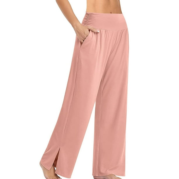 Sexy Dance Women Pants Yoga Sportwear Long Soft With 2 Pockets Casual  Breathable Trousers High Waist Bottoms Sweatpants Pink 2XL