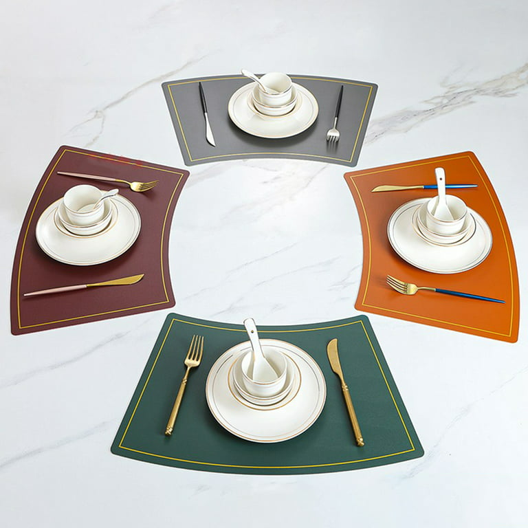 decorUhome Placemats Set of 6, Heat Resistant PU Faux Leather Table Mats,  11.8 x 17, Black 