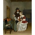 thumbnail image 2 of Gerard ter Borch 12x14 Black Ornate Wood Framed Double Matted Museum Art Print Titled: The Music Lesson (1668), 2 of 5