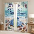 thumbnail image 2 of Erosebridal Marine Turtle Curtains for Living Room,Starfish Seashell 30%-50% Blackout Curtains Set of 2 (38x45),Summer Beach Decoration, 2 of 6