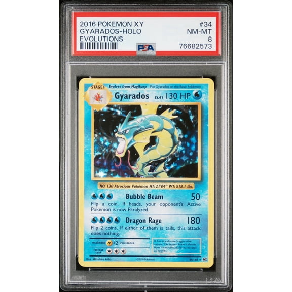 Graded 2016 Pokemon XY Evolutions Gyarados Holo PSA 8 #34 Trading Card