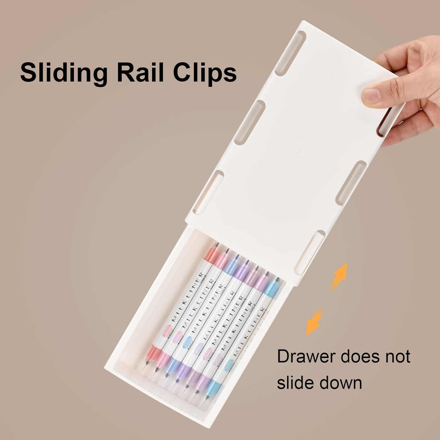 2 Pack Under Desk Drawer Storage, Under Desk Organizer, Hidden Self-Adhesive Desks Drawers Slide-out, Stick on Desks Drawer White, Under Mount Drawers for Office/Classroom/Home