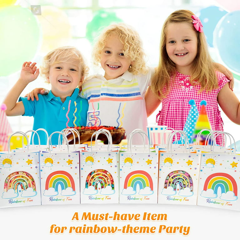 Rainbow Party Favors Candy Bags With Stickers Birthday Gift - Temu