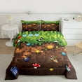 thumbnail image 2 of jejeloiu Miners Games Bedding Comforter Set,Pixelated Check Twin Comforter Sets,Cartoon Gamepad Gaming Bedding Set For Boys Teens,Ultra Soft Home Decor Reversible,2-Piece, 2 of 8