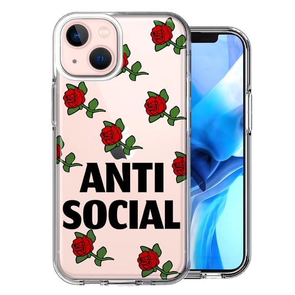 MUNDAZE For Apple iPhone 13 Mini Anti Social Roses Design Double Layer Phone Case Cover