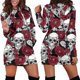 thumbnail image 3 of Suéter con estampado de calavera de Halloween para mujer, suéter medio largo holgado y a la moda, de manga larga, estilo femenino, 3 of 3