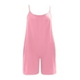 thumbnail image 4 of Wycnly Womens Jumpsuits Beach Spaghetti Strap Plus Size Pleated Wide Leg Mini Jumpsuits Trendy Solid V-Neck Sleeveless Short Summer Rompers Pink xxxxxl, 4 of 5
