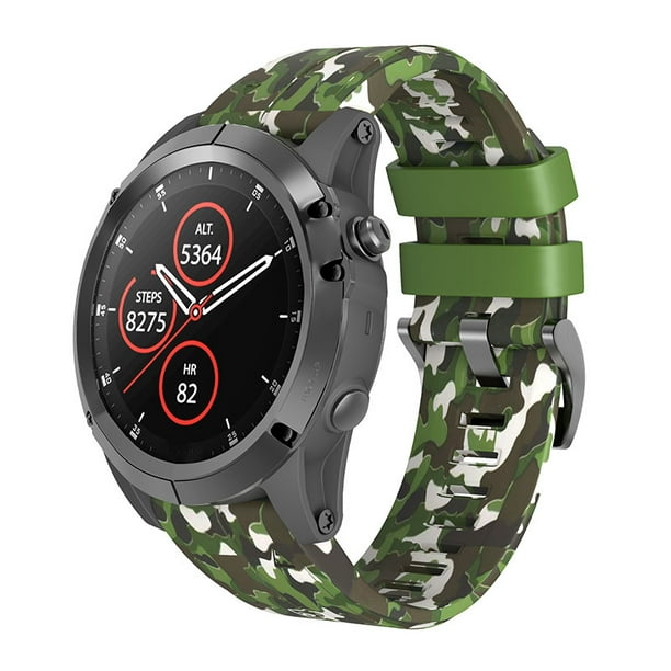 26mm Silicone Camo Watch Band Strap Loop Wristband for Garmin Fenix 3/3 Accessories For Garmin Fenix 3/3 HR/5X/5X Plus/ Silicone Watch Strap Wristband Silicone Camo 26mm Easy Fit Quick Green -