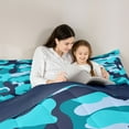 thumbnail image 5 of jejeloiu Camo Hunter Queen Comforter Set,Cyan Deepblue Camouflage Bedding Comforter Set For Teens Boys Reversible 3pcs, 5 of 8