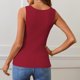thumbnail image 4 of Camiseta sin mangas de punto acanalado para mujer, cuello redondo, corte ajustado, básica informal, poliéster, tallas S-XXL, 4 of 6