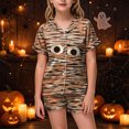 thumbnail image 2 of UAYOTSE Little Girls Satin Button‑Front Loungewear Set, Collared Short Sleeve Top and Shorts, Versatile Night Outfit for Indoor Activities Size 10-11 Years, 2 of 6