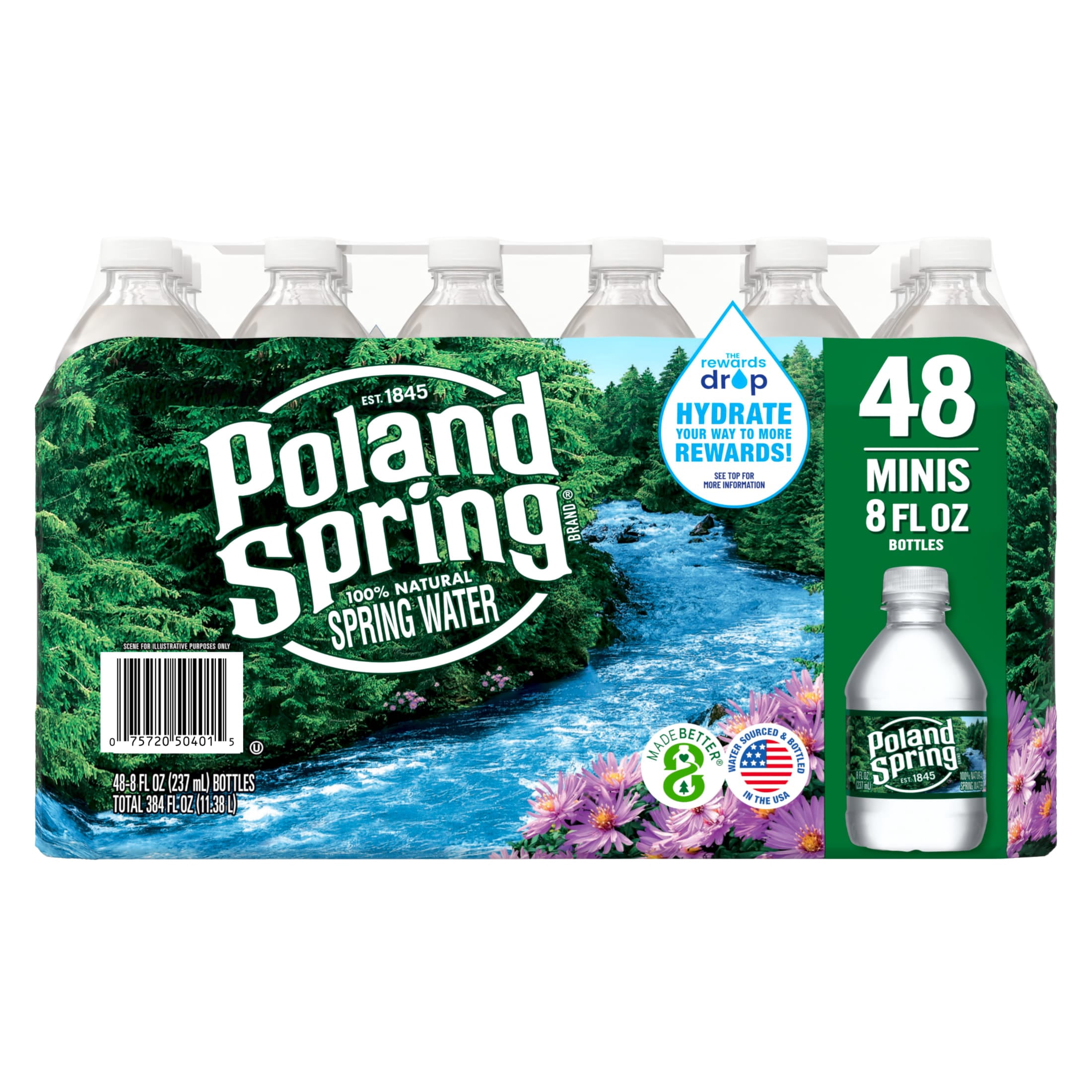 Poland Spring Maine Spring Water, 8 Fl Oz, 48-Pack Plastic Bottles