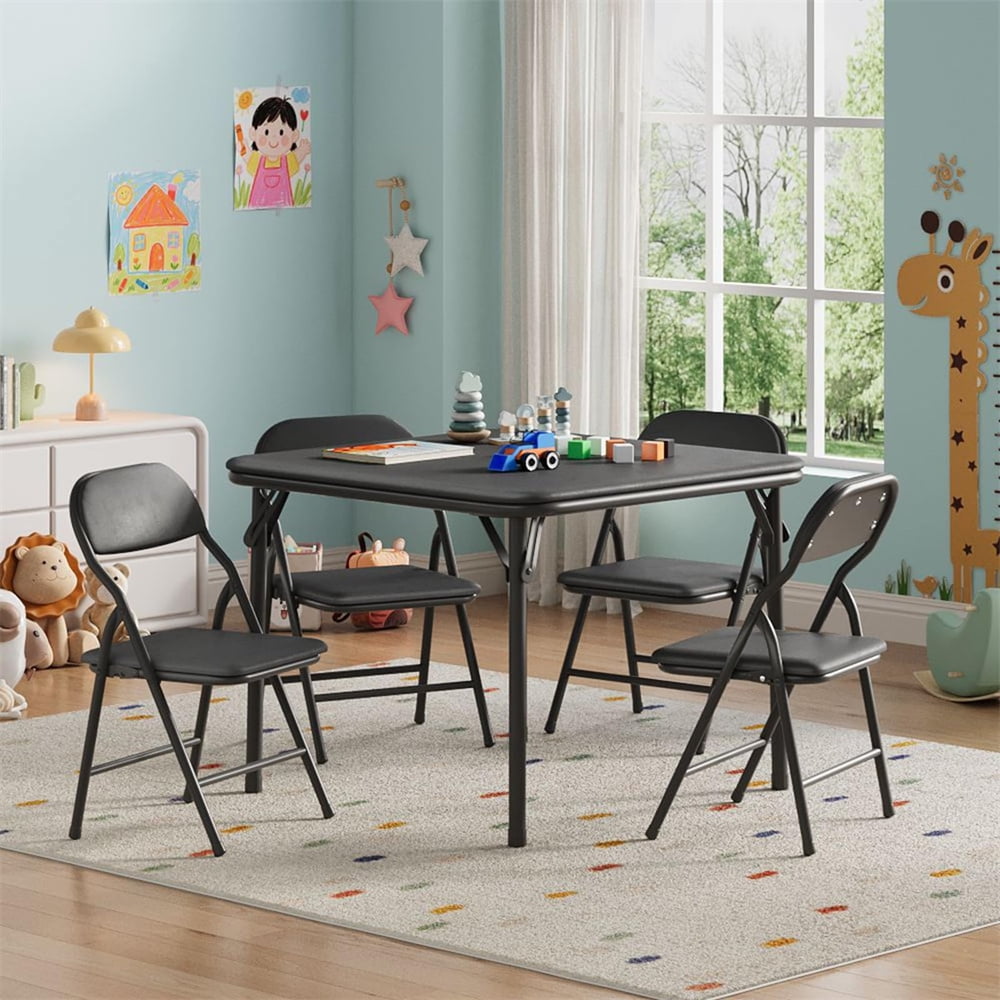 3 Piece/5 Piece  Folding Kids Table and Chairs Set, Children Activity Table and Chairs Set for Dining Room,Daycare,Classrooms