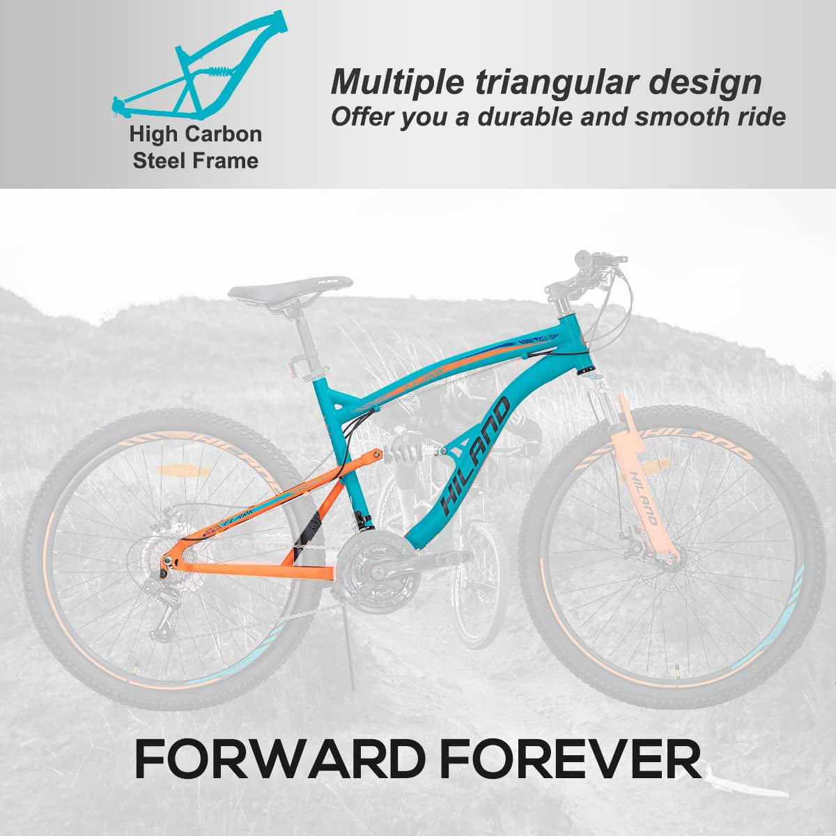 Hiland - Bicicleta de montaña para adultos/jóvenes, Shimano de 21  velocidades, ruedas de 26/27.5 pulgadas, opciones de cuadro de 15, 19, 21  pulgadas