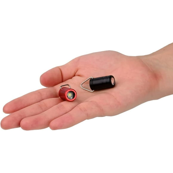 shiyou-Mini Keychain Flashlight, The Smallest Micro Small Tiny Led Flashlight Only 0.9in Long, EDC Ultra Bright Key Ring Led Light Torch,2 PCS.(Red and Black)Batter Include