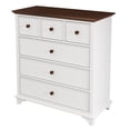 thumbnail image 6 of Wooden Captain 6 Drawer Dresser,Modern Wood Dresser Chest Organizers for Bedroom Living Room Kids' Room,White+Walnut, 6 of 7