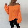 thumbnail image 3 of Vedolay Womens Fall Sweaters Women's Casual Crewneck Lightweight Pullover Loose Fit Sweater,Orange XL, 3 of 4