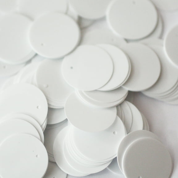 White Sequins 20mm Top Hole Opaque Made in USA
