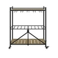 thumbnail image 3 of Artum Hill Asher 30" Tall Black Metal Folding Bar Cart with Wood Shelfs, 3 of 8