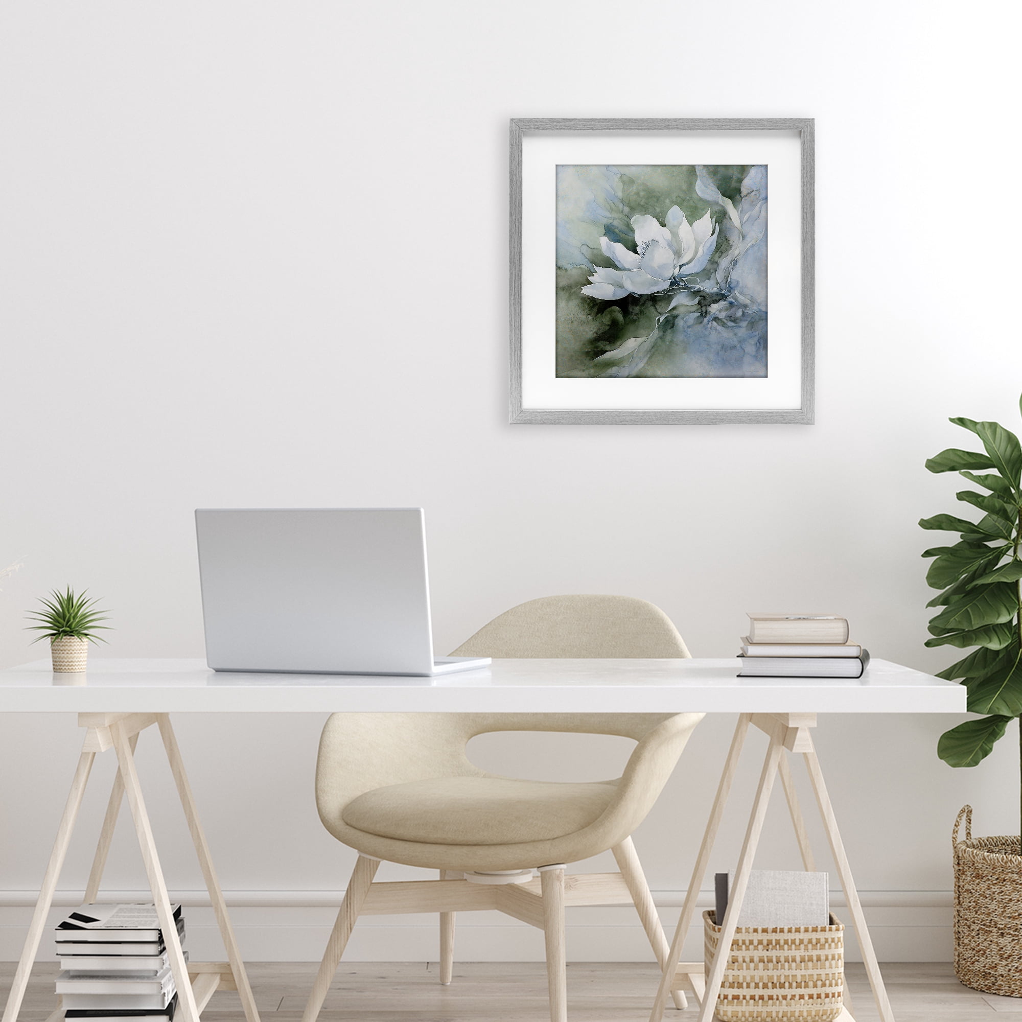 Stupell Industries Fluid Whimsical Flower Gray Framed Print Under Glass, design by Svetlana Aleynikova