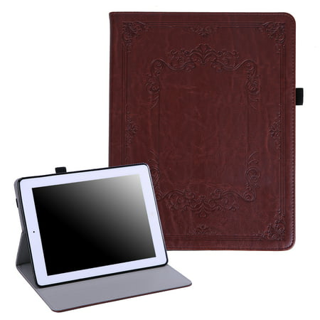 HDE iPad 2 3 4 Case Slim Fit Leather Folio Cover Magnetic Closure Auto Sleep Wake Flip Stand for Apple iPad 2nd 3rd 4th Generation (Vintage Brown