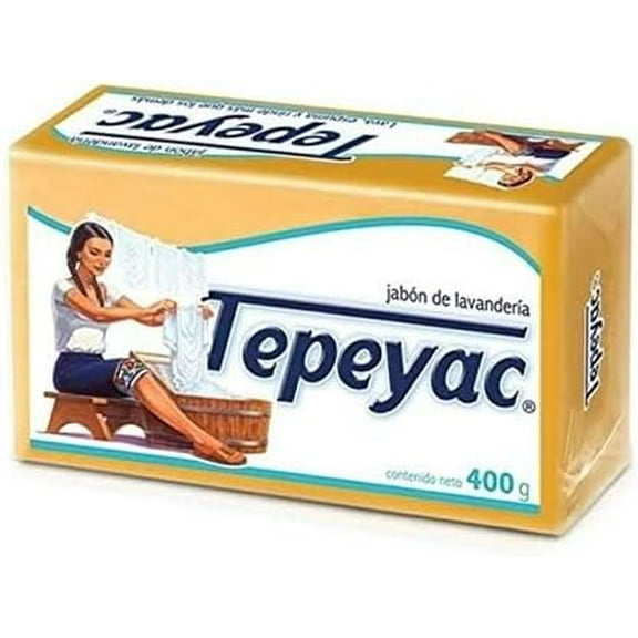Biodegradable, Yellow Laundry Bar and Tough Stain Remover, For all Fabric Types Tepeyac, Fresh Scent 400 g