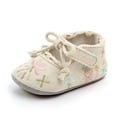 thumbnail image 2 of Yindaity Baby Walking Shoes 12-18 Months Toddler Wide Toe Box Shoe Girl Boy Barefoot Hook and Loops Non-Slip Walking Baby Sneakers(Beige,Size4), 2 of 9