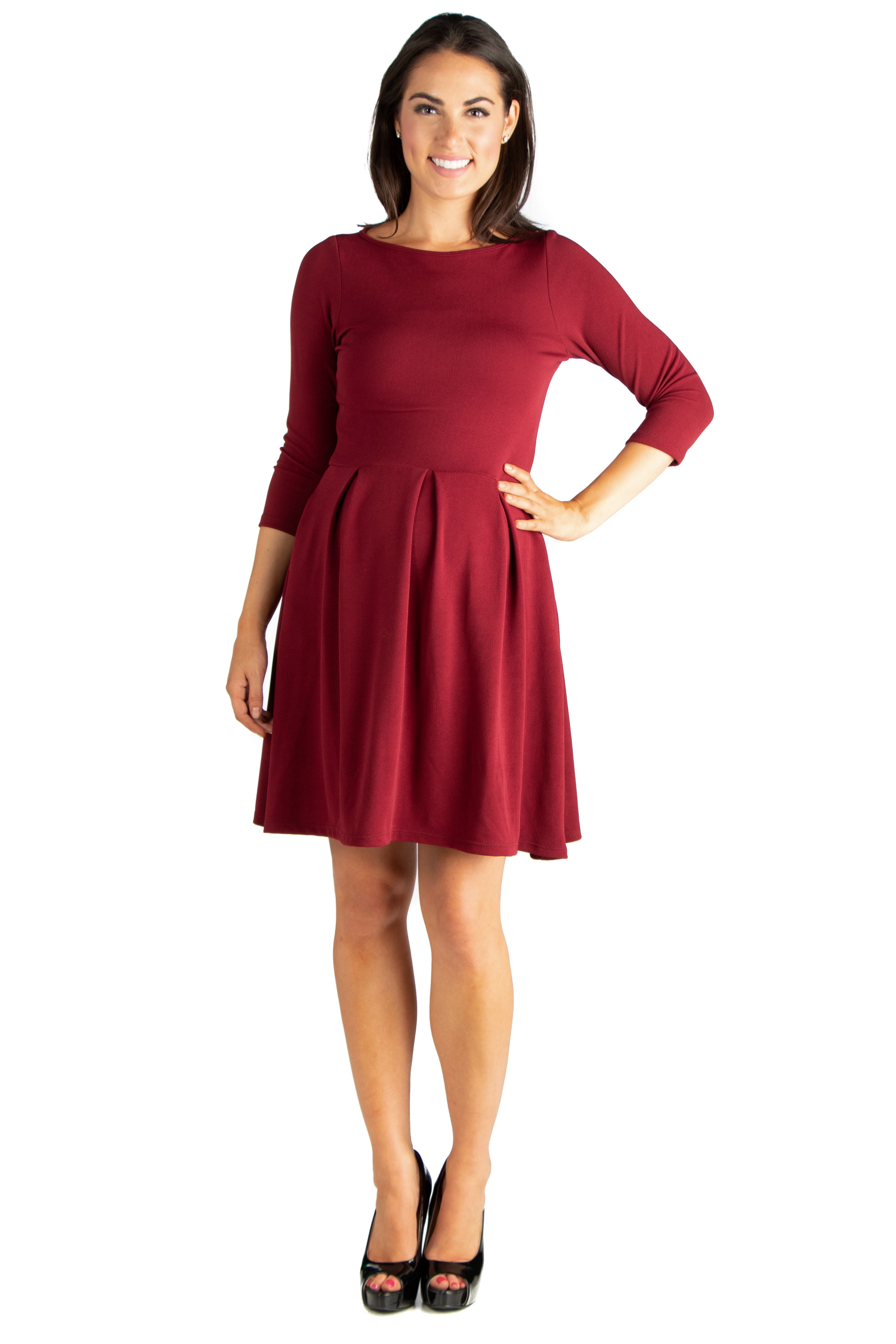 24/7 Comfort Apparel Perfect Fit and Flare Maternity Pocket Dress