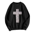 thumbnail image 4 of Chandails pour Femmes Imprimé Los Angeles Automne Col Rond Manches Longues Chandail en Molleton Oversize Chandail avec Design Épaules Tombantes Chandail Sport Femme Noir m, 4 of 4