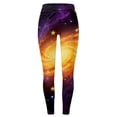 thumbnail image 5 of LIIPEE Women Leggings Casual Elastic High Waist Slim Fit Ankle Length Leggings Carnival Galaxy Starry Printed Yoga Pants Running Fashion Comfortable Soft Breathable Leggings,Orange,L, 5 of 5