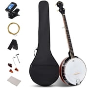 Costway Sonart 5 String Geared Tunable Banjo 24 Brackets Closed Back Remo Head w/ Case