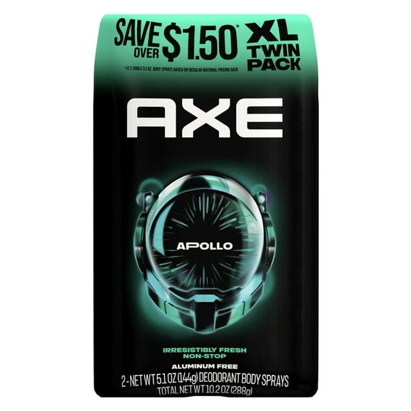 Axe Apollo Sage & Cedarwood Body Spray Deodorant for Men, 5.1 oz Twin Pack
