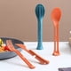 thumbnail image 3 of Juego de 3 cubiertos plegables de viaje 3 en 1, estilo japonés, de plástico, cortador, tenedor, cuchara, vajilla para estudiantes, para el hogar, la escuela, campamentos, vajilla de cocina., 3 of 8
