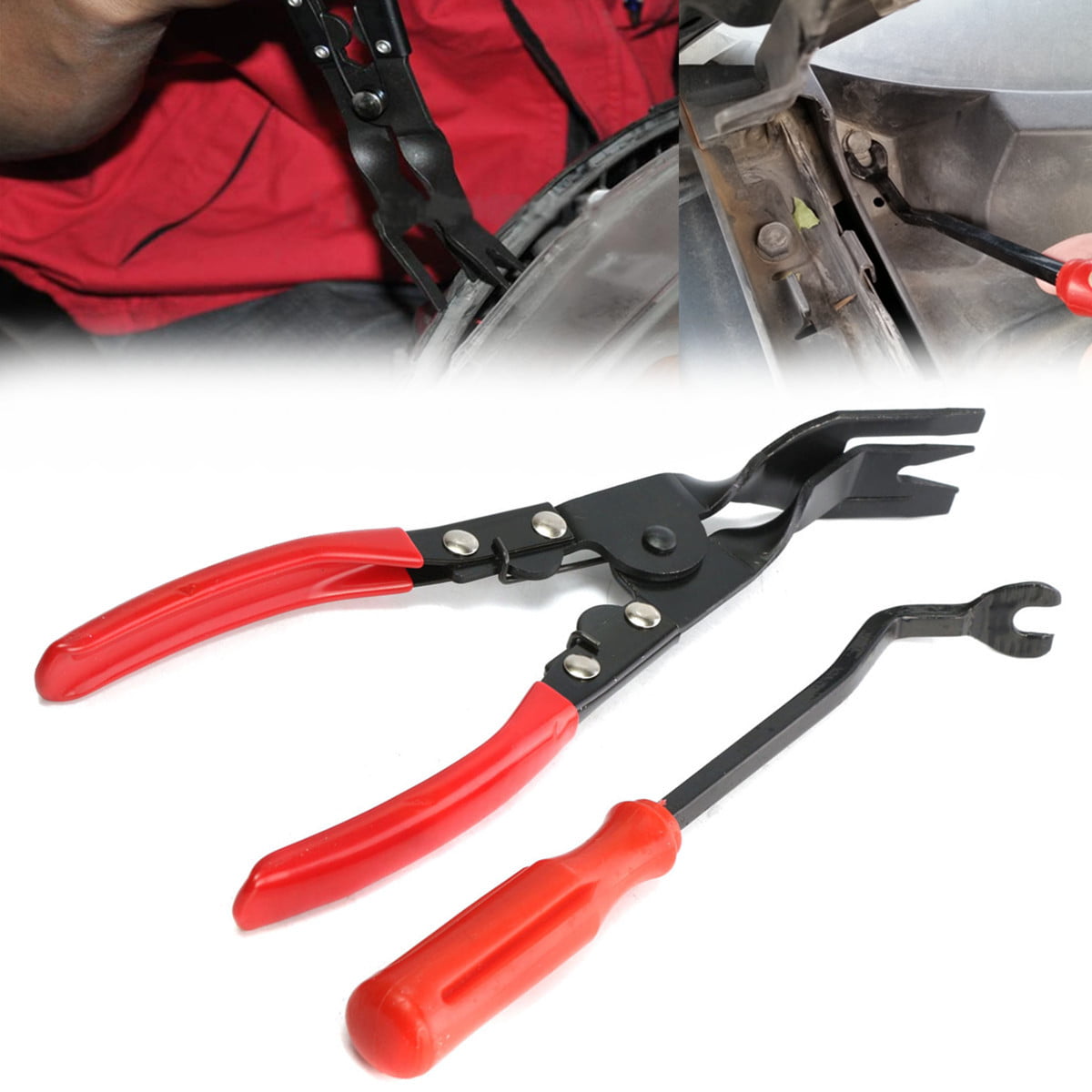 Details about   4pc Car Door Upholstery Remover Pry Bar & Panel Trim Clip Removal Plier Tool Set 