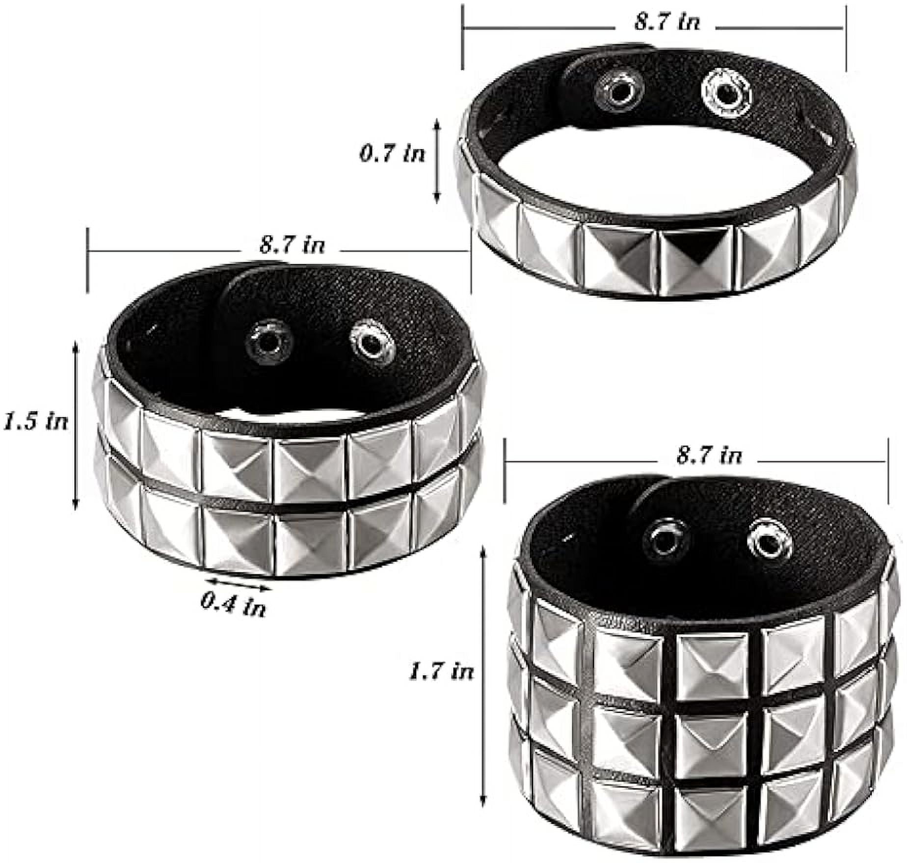 Punk Bracelet for Men Women - Goth Black Leather Wristband Punk Bracelet for Men Women - Goth Black Leather Wristband