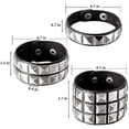 thumbnail image 3 of Punk Bracelet for Men Women - Goth Black Leather Wristband with Metal Studded - Spike Rivets Cuff Bangle (3 Studded Bracelet), 3 of 4
