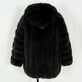 thumbnail image 7 of Thicken Faux Fur Jacket for Women Long Sleeve Mid-Length Coat Warm Winter Jackets Black 2XL, 7 of 7