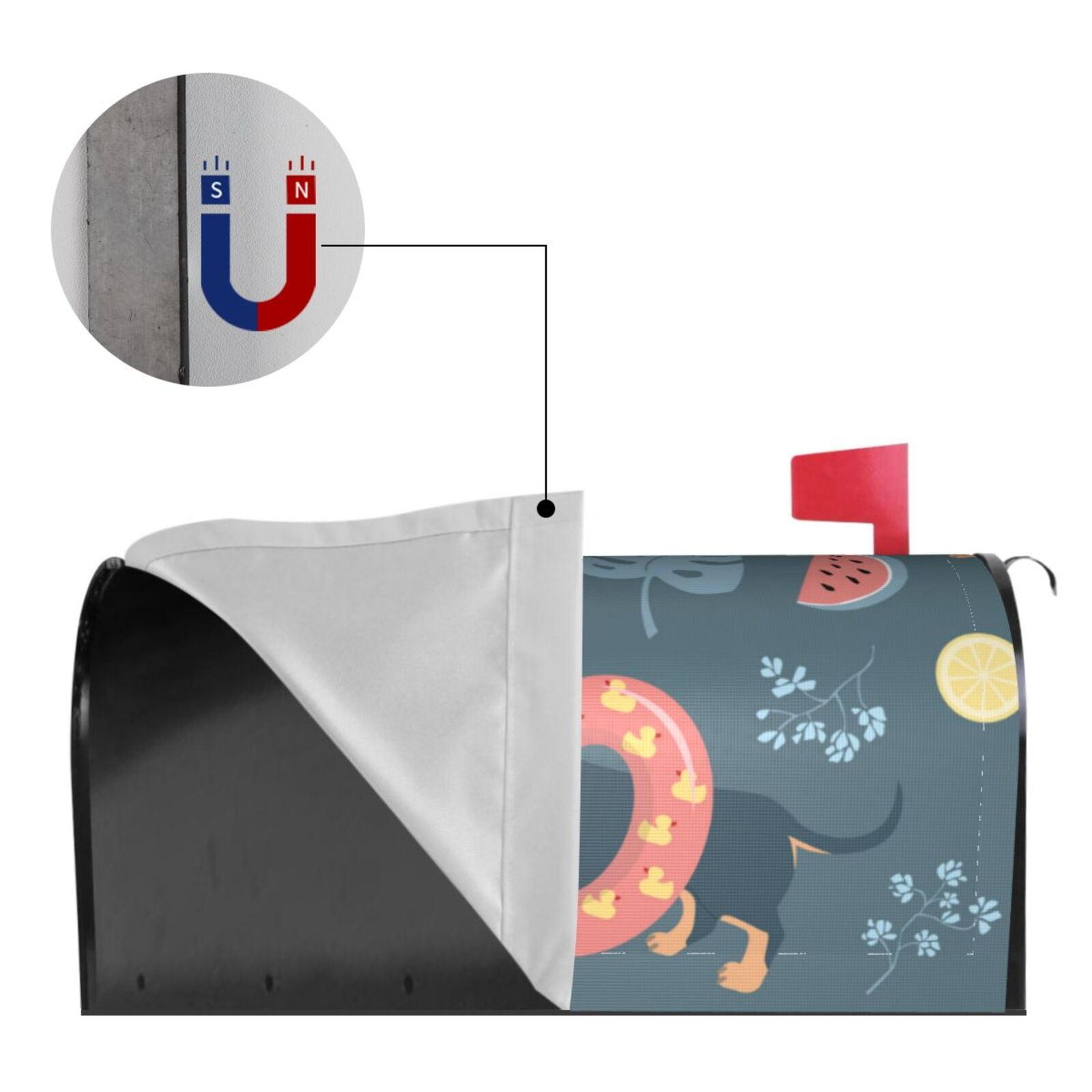 Logiee Watermelons Dachshunds Print Post Letter Box Wrap Decor, Mailbox Cover Suitable for Standard Mailbox and Large Size Mailbox,Outdoor Yard Decoration-21x18 in