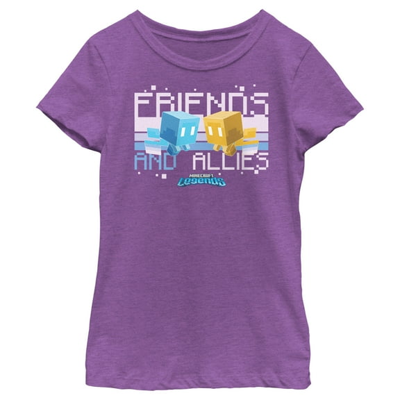 Girl's Minecraft Legends Friends and Allies Mobs  Graphic Tee Purple Berry Medium