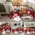 thumbnail image 5 of Round Rugs 8Ft, Red Plaid Christmas Round Area Rug Washable Indoor Throw Carpet, Snowman Truck Xmas Balls Snowflake Large Non Slip Circle Rug for Kids Room RV Home Decor Aesthetic, 5 of 8
