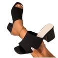 thumbnail image 6 of HomeDM Womens Chunky Block Heels Sandals Square Open Toe Casual Comfort Slip-On Slides Dress Shoes, Black Size 5.5, 6 of 9