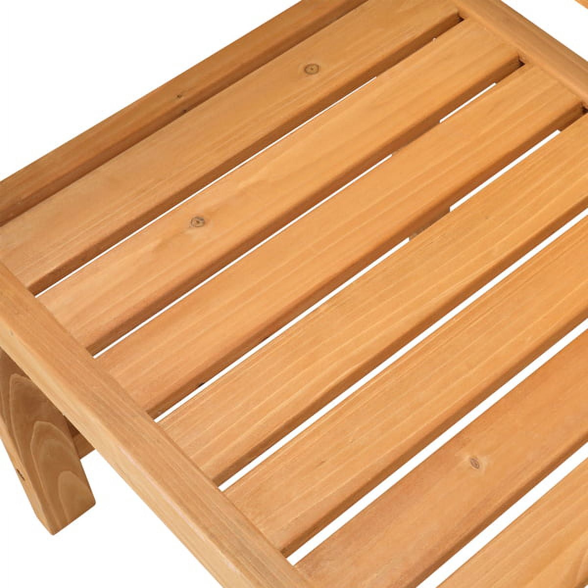 Outdoor Garden Fir Grid Back Wooden Bench Burlywood