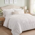 thumbnail image 6 of Lipa Queen Size Comforter Set,5-Piece Bed in a Bag,All Season Bedding Set,Ruched Design,Comforter,Pillowcases and Shams,White, 6 of 9