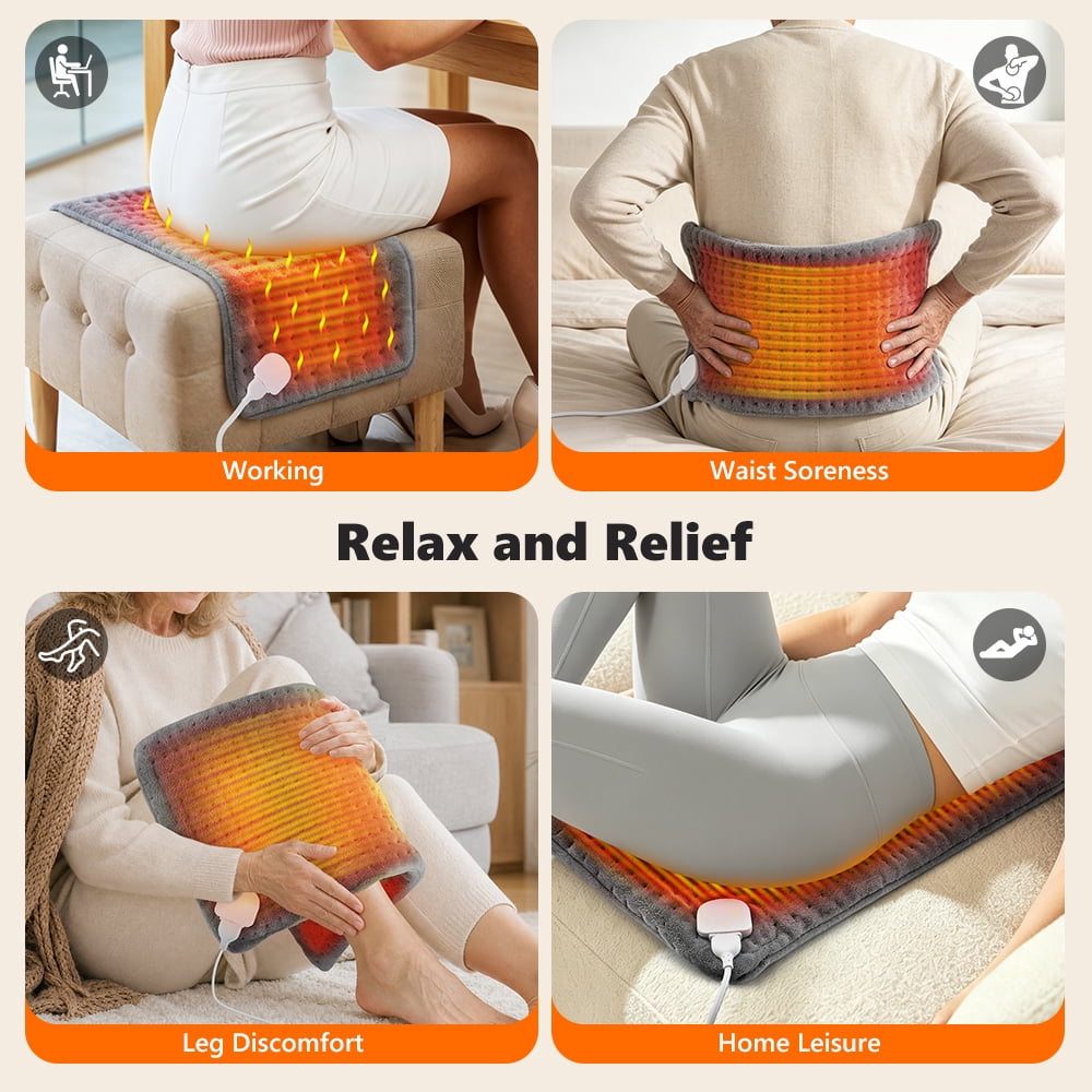 Hwallkare Electric Heating Pad for Back, Flannel Heat Pad – details