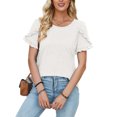 thumbnail image 1 of Avamo T-Shirts d'Été pour Femmes Col Ras du Cou T-shirt Manches Courtes T-shirt Chandail Confortable T-shirt de Travail Blanc 2TG, 1 of 4