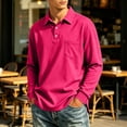 thumbnail image 2 of Long Sleeve Polo Shirts for Men Lightweight Polo Tshirt Collared Travel Shirt Workwear Office Polo Tee with Pocket with Pocket, 2 of 5